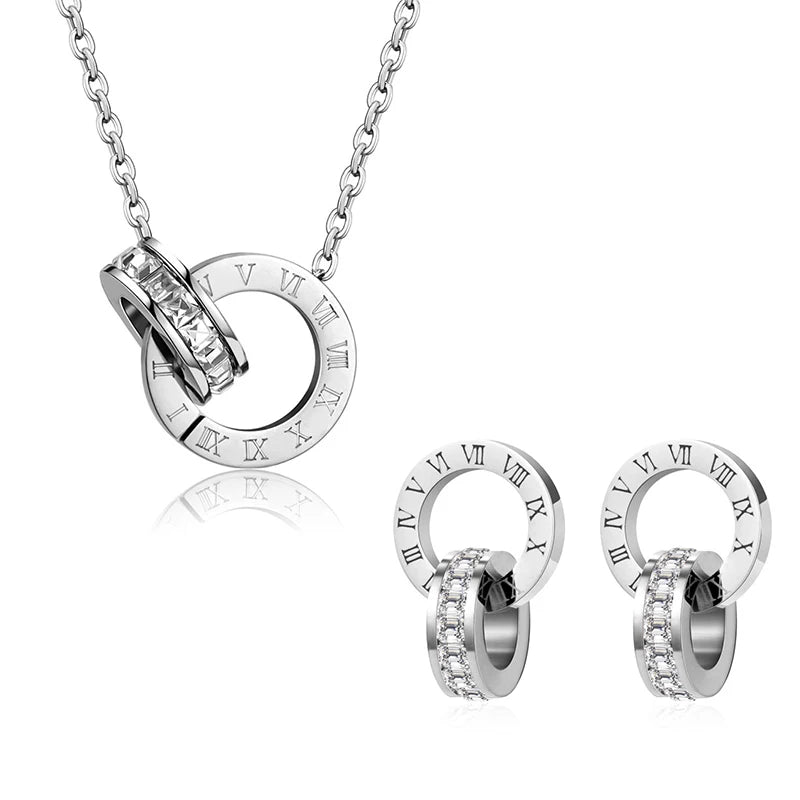 Roman Numeral Necklace & Earrings