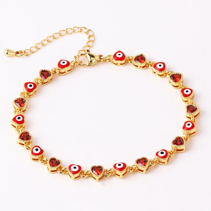 18k Heart Evil Eye Bracelets