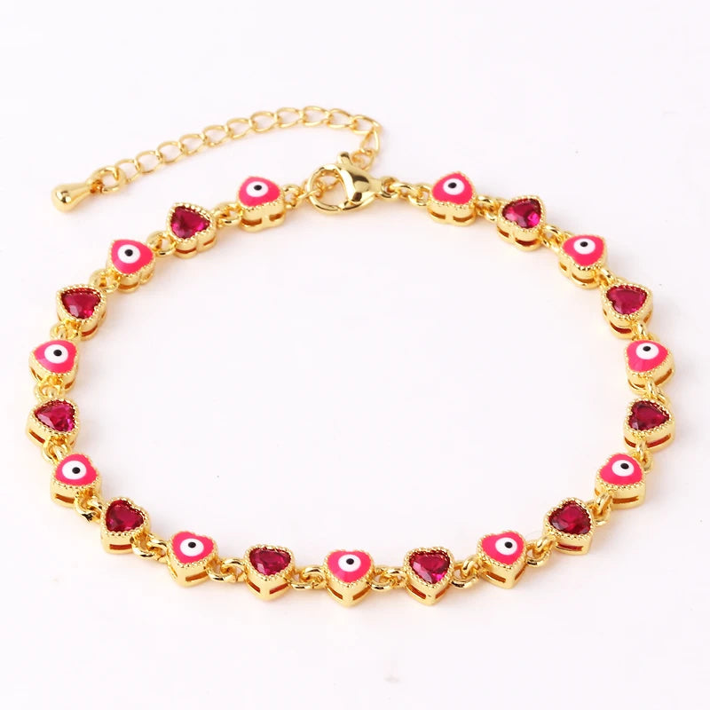 18k Heart Evil Eye Bracelets
