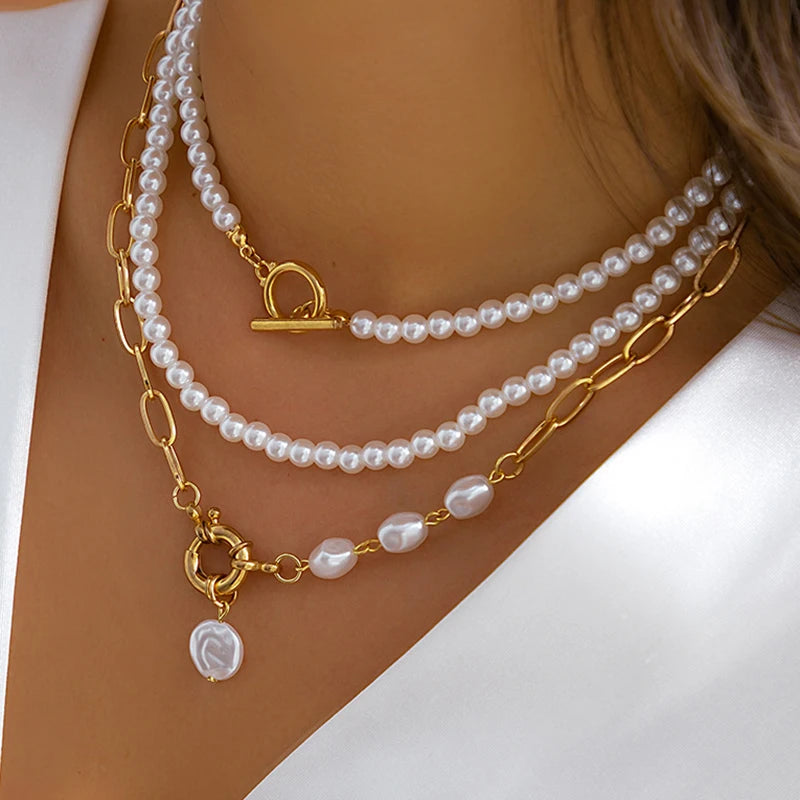 Multi Layer Pearl Necklaces
