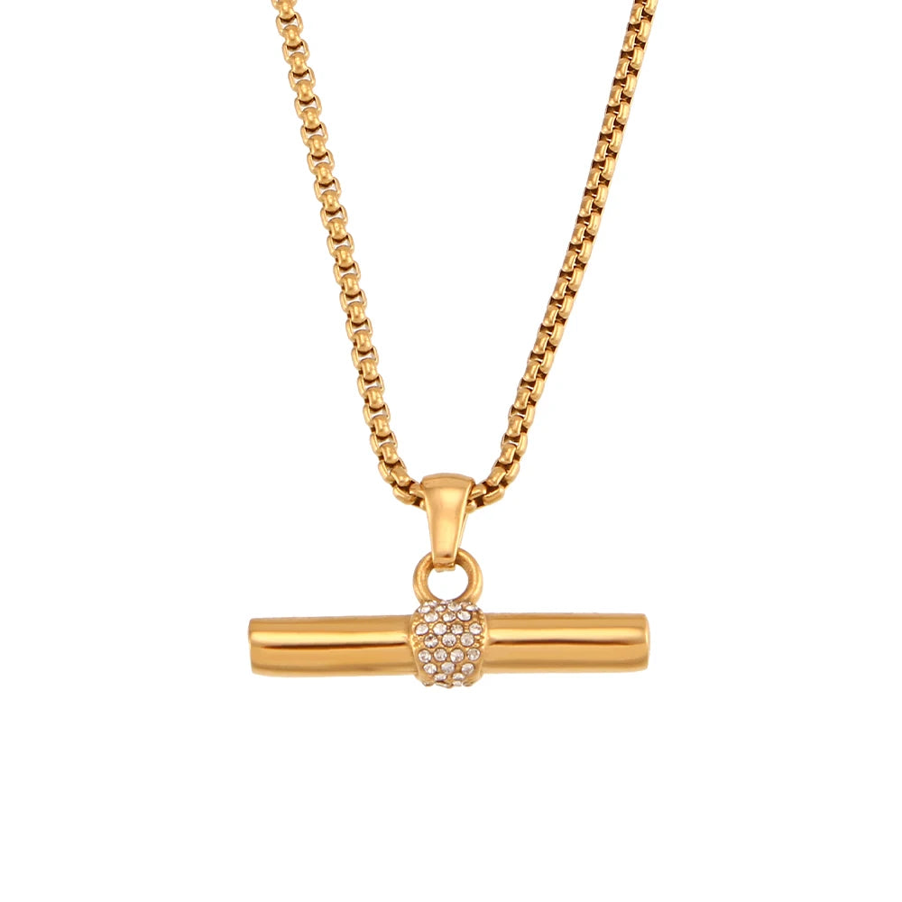 18k Minimal T-Bar Necklace