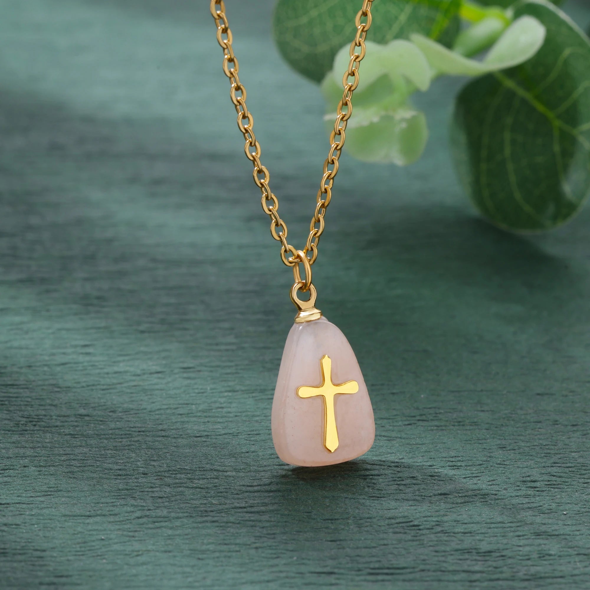 Simple Stone Cross Necklace