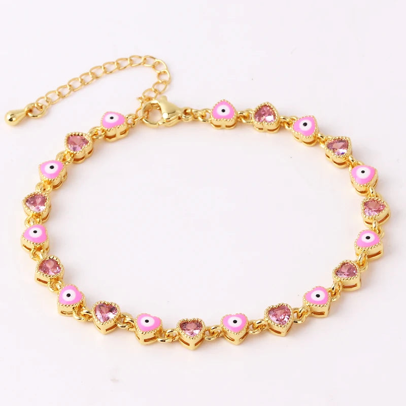 18k Heart Evil Eye Bracelets