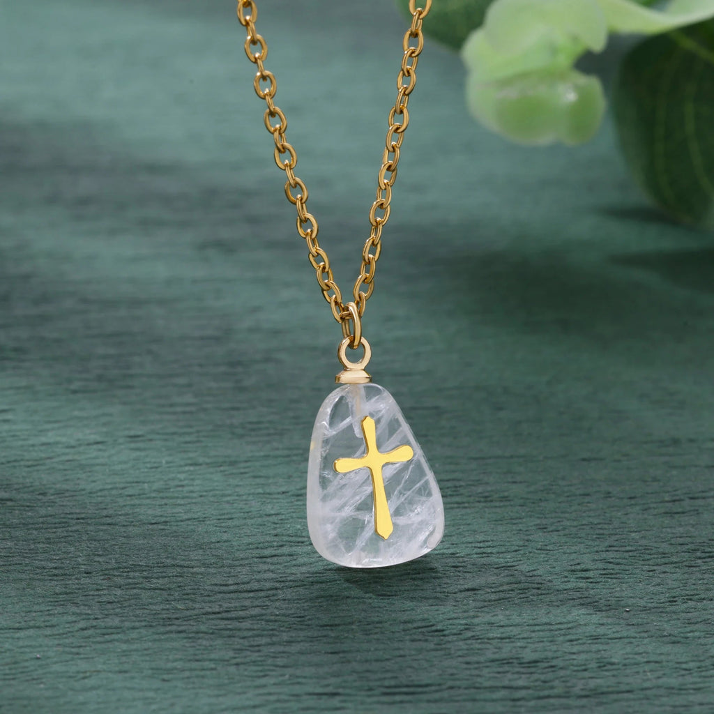 Simple Stone Cross Necklace