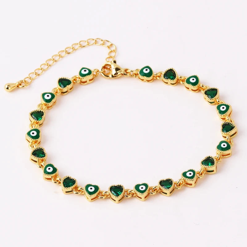 18k Heart Evil Eye Bracelets