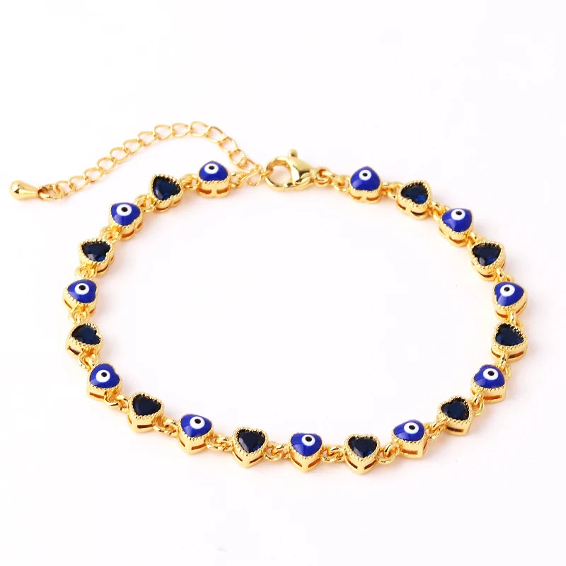 18k Heart Evil Eye Bracelets