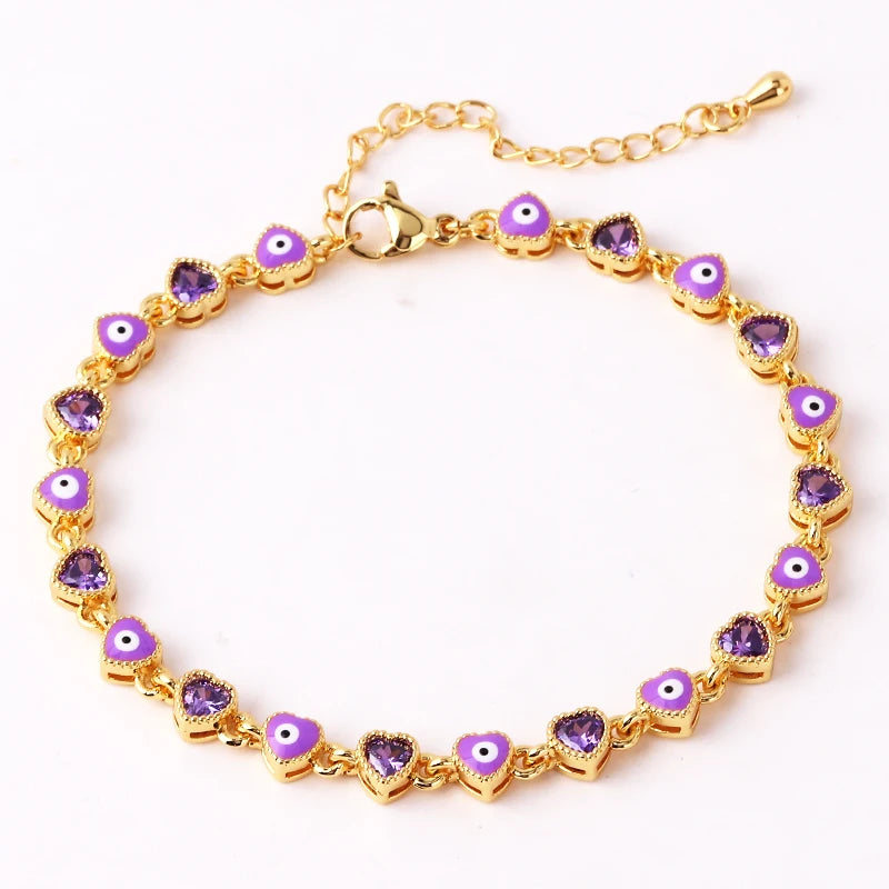 18k Heart Evil Eye Bracelets
